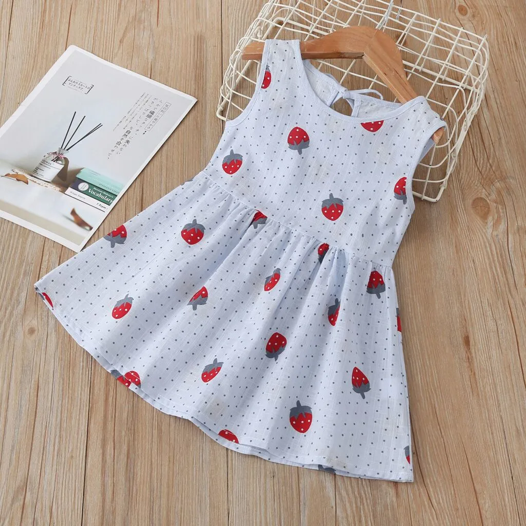 Summer Toddler Baby Girls Dress Strawberry Princess Dress For Girls Casual Dresses Fashion Children's Clothes Kids Party Wedding