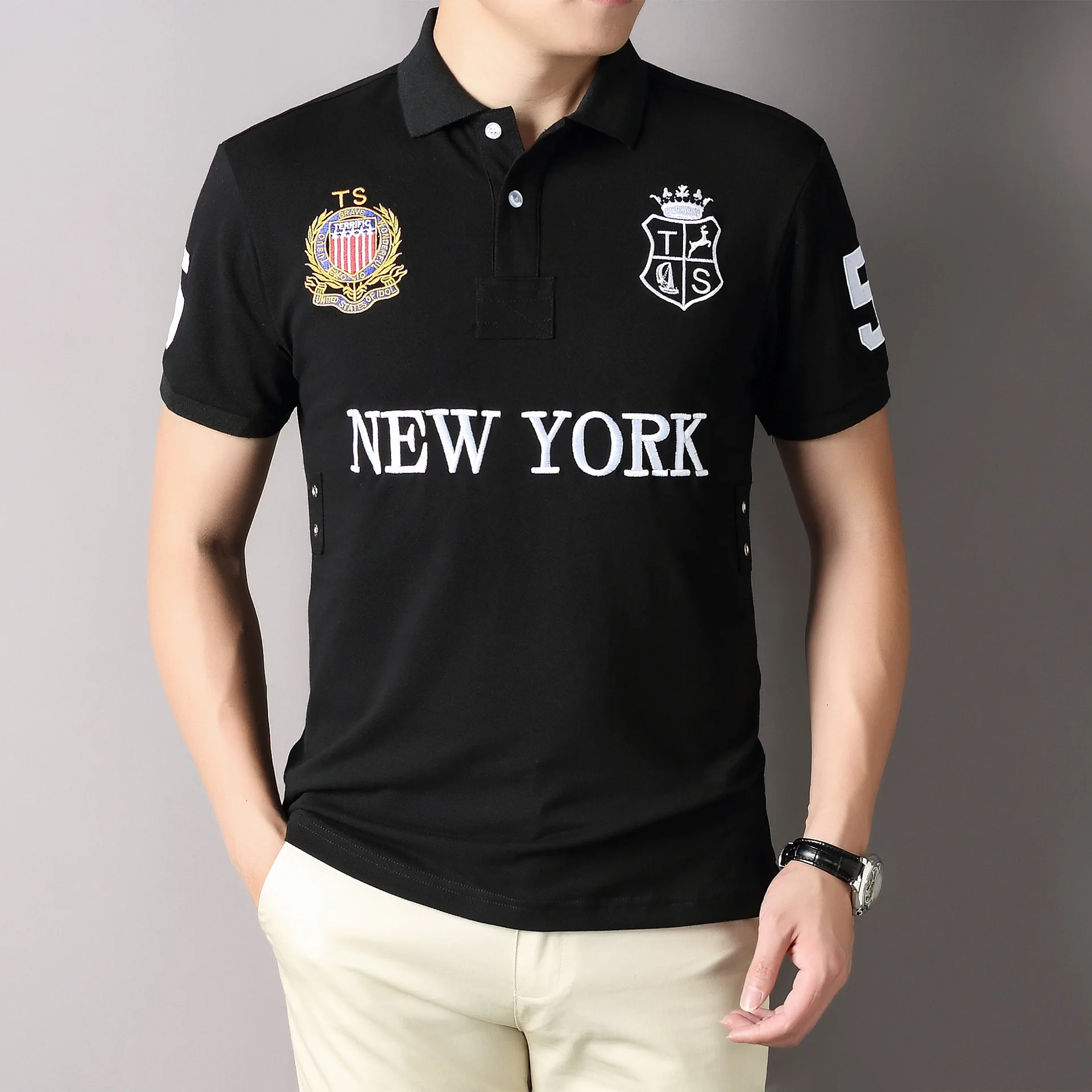 New Summer Men Polo Shirts Great Designer Original NEW YORK Brand Embroidered Short Sleeve Leisure Sports Loose Plus EU Size 7XL