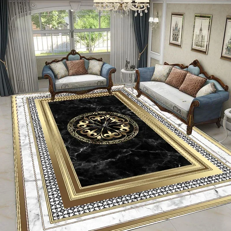 Gold Black Geometric Carpets Nordic Luxury Living Room Rugs for Bedroom Sofa Table Beside Large Area Rug Home Decor Mats Tapete