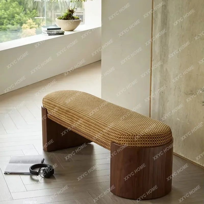 XXretro living room home bench solid wood medieval bed and breakfast sofa fabric bedroom bedside stool