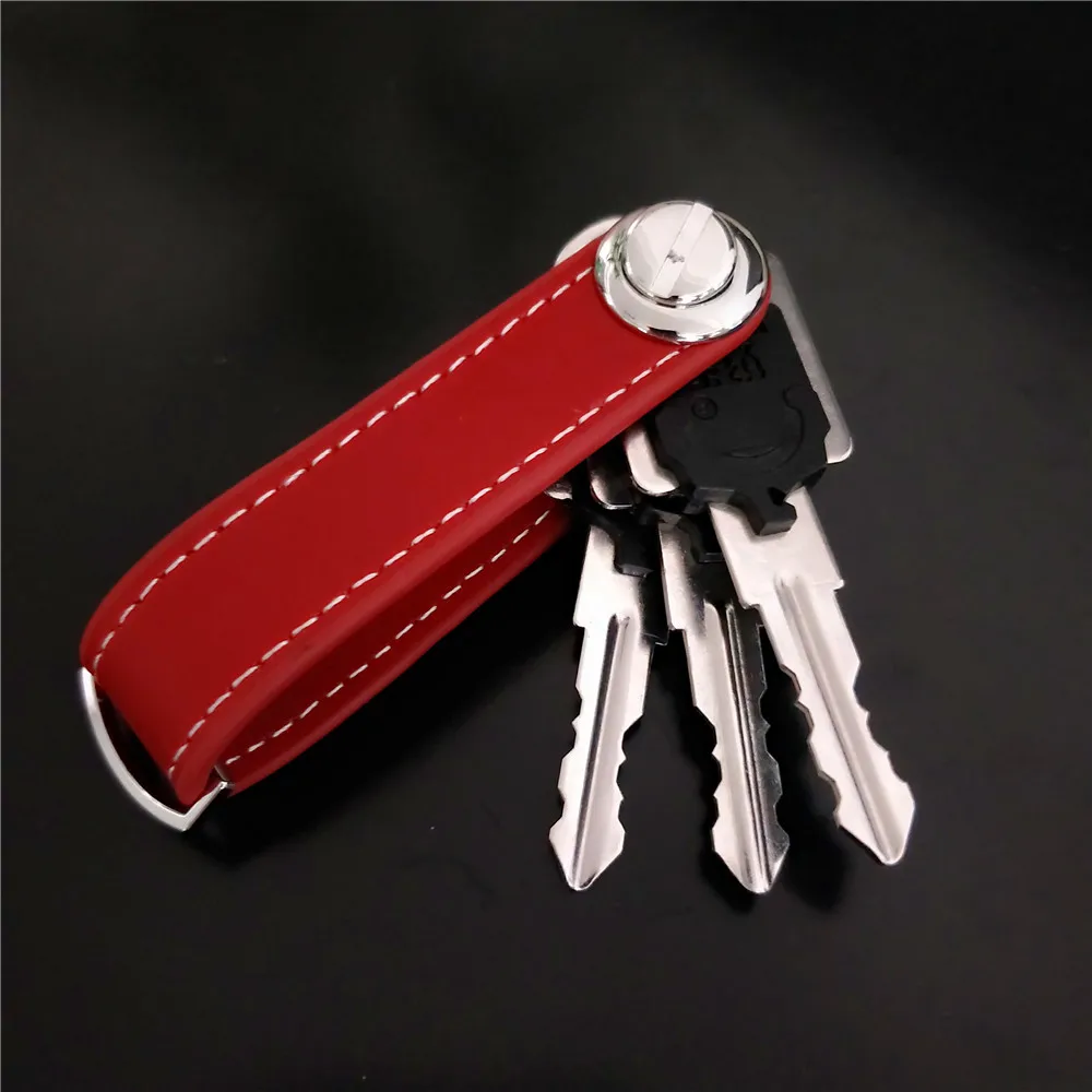 Fashion Car Key Pouch Bag Case Wallet Holder Chain Key Wallet Ring Pocket Key Organizer Smart Leather Keychain Brown