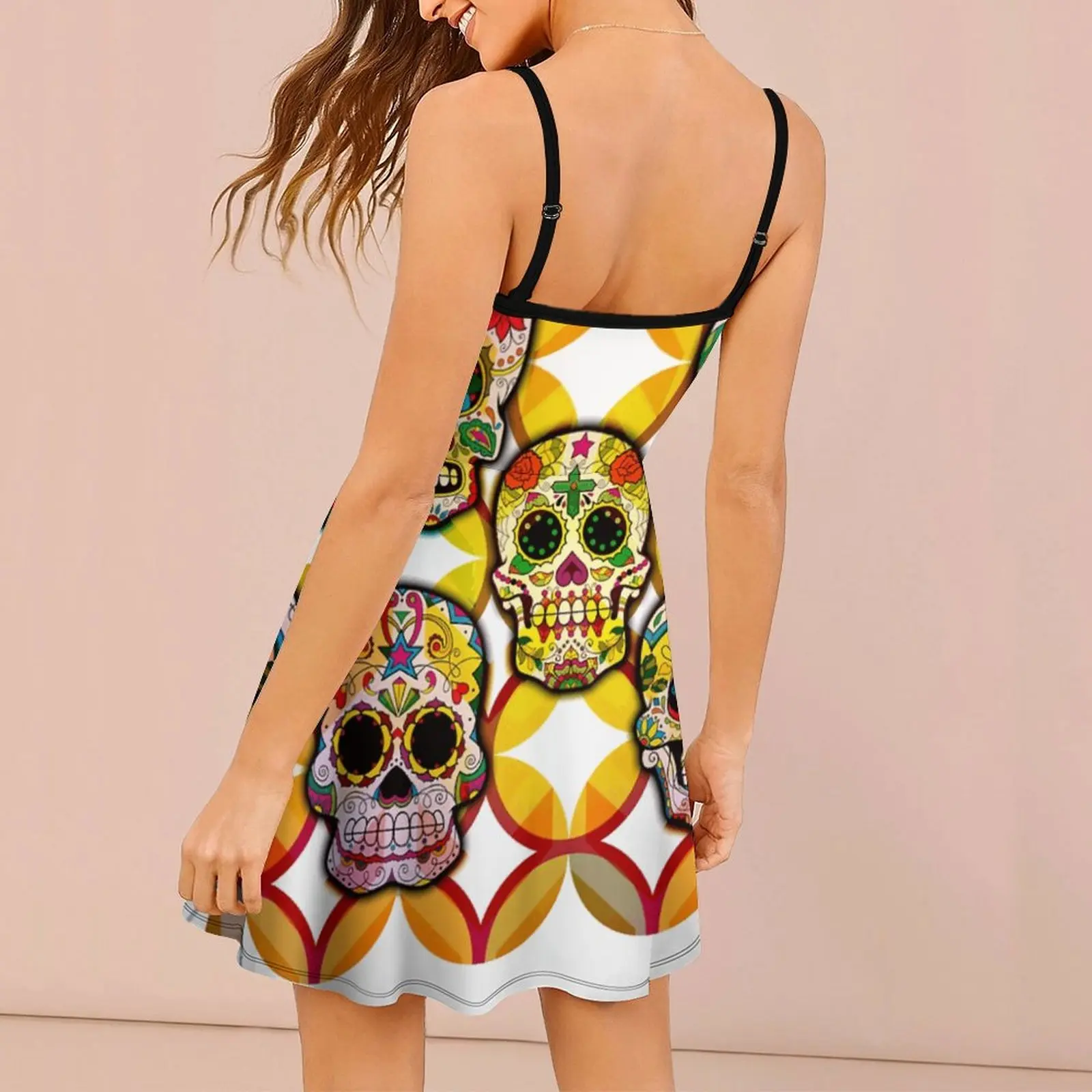 Halloween Skull Crazy (8) Women's Sling Dress Funny Sexy  Woman's Dress Funny Novelty  Parties Strappy Dress