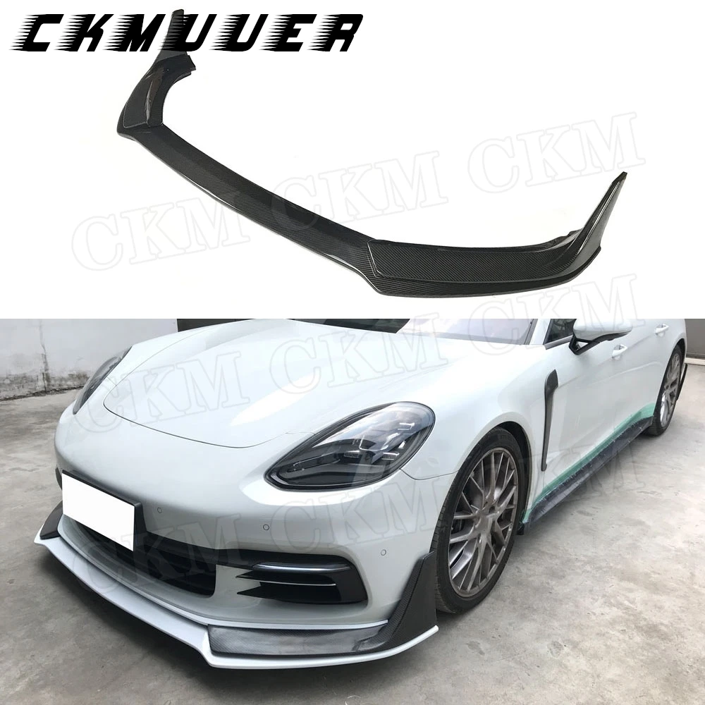 

CKMUUER For Porsche Panamera 971 2017 2018 2019 Dry Carbon Fiber Front Lip Spoiler Splitters Head Bumper Chin Guard Car Styling