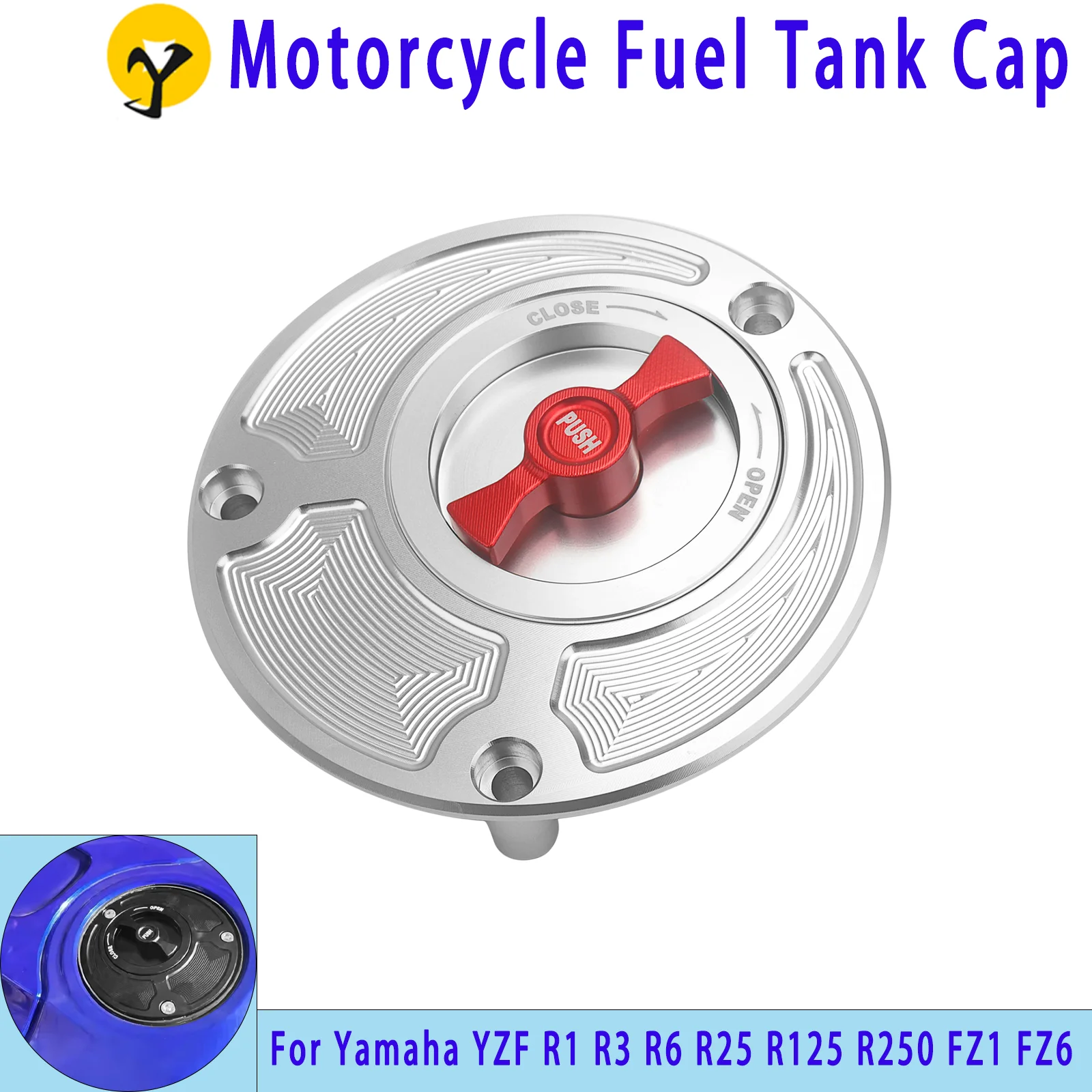For Yamaha YZF R1, R1M, R7, R6, R15, R15M,  R3 Quick-release rotating aluminum oil filler cap and fuel tank cap accessories