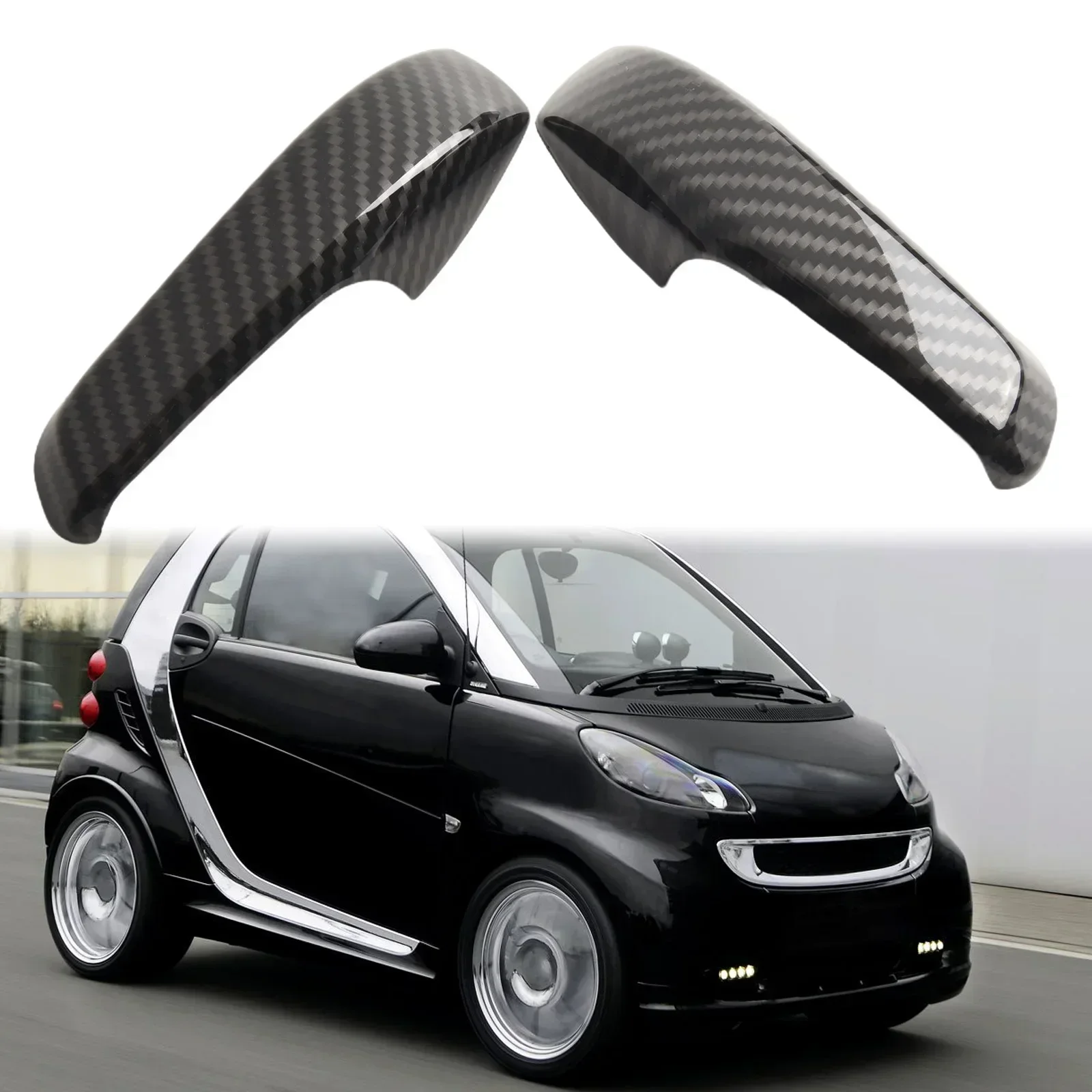 For Mercedes-Benz Smart 2010-2014 Decorative Frame 2pcs Abrasion Carbon Fiber Black Fashionable Prevent Scratch