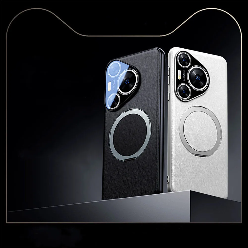 Magnetische PU Leder schlanke Hülle für Huawei Pura 70 Pro 70 Magsafe Ring halterung Abdeckung