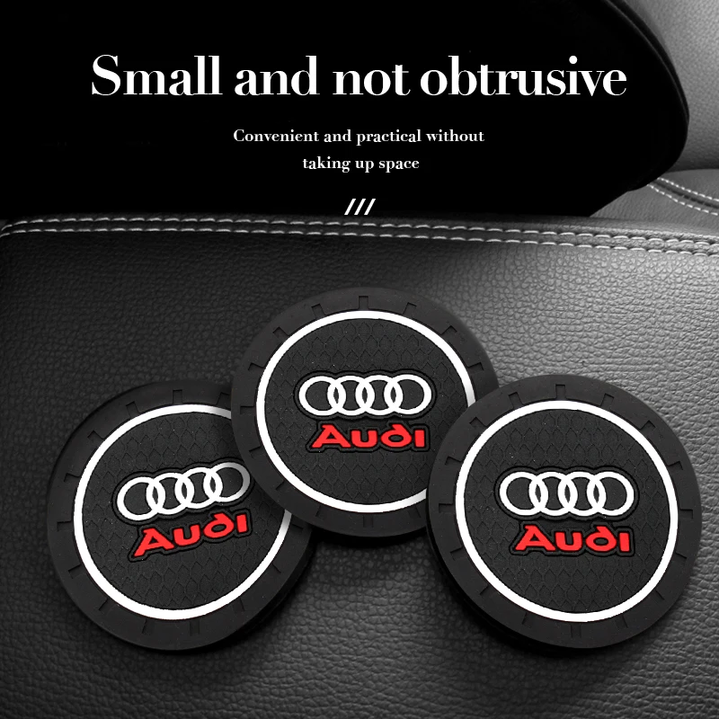 2Pcs PVC Car Coasters Water Cup Slots Non-Slip Mat Water Cup Pad For Audi Sline A4 TT A6 A3 A8 A1 A5Q3 Q5 Q7 Q8 Car Accessories