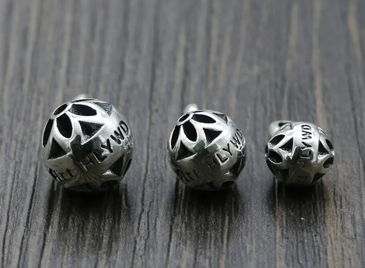 غطاء رأس معلق من الفضة الإسترليني S925، خرزة مستديرة على شكل زهر الكرز، قلادة خرز مستديرة مجوفة عصرية