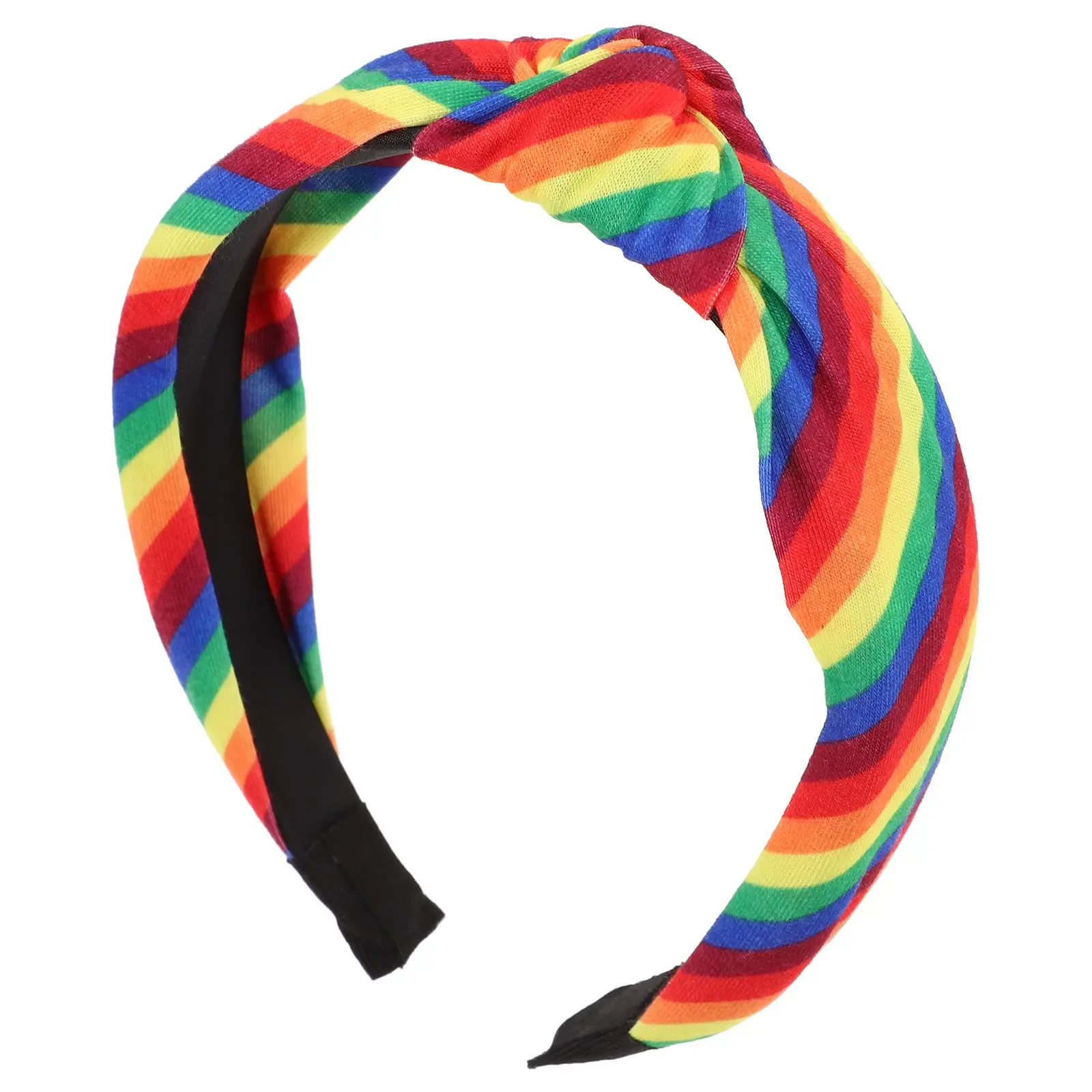 

Rainbow Pattern Headbands Women Knotted Fabric Hair Accessories Colorful Elastic Band Thick Wide Comfortable Style