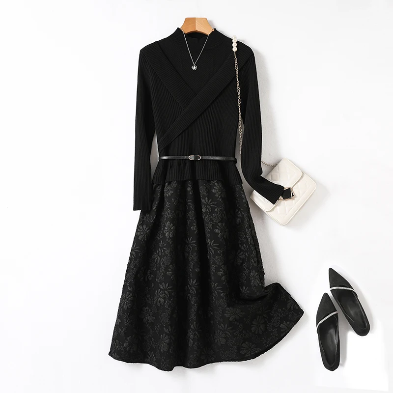 Thick Winter Women'S Dress 2024 Fall Sweater Women Dress Long Sleeve Knitted Dresses Maxi Vintage Oversize Dresses Knitting