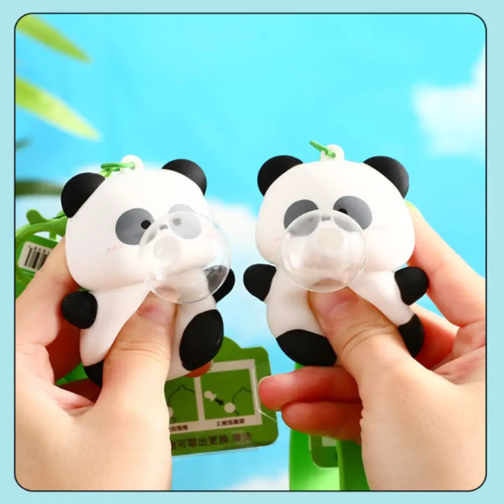 Decompression Blowing Bubble Panda Keychain Cartoon Kawaii Backpack Pendant Bags Car Keys Decors Exquisite Car Key Ring Couple