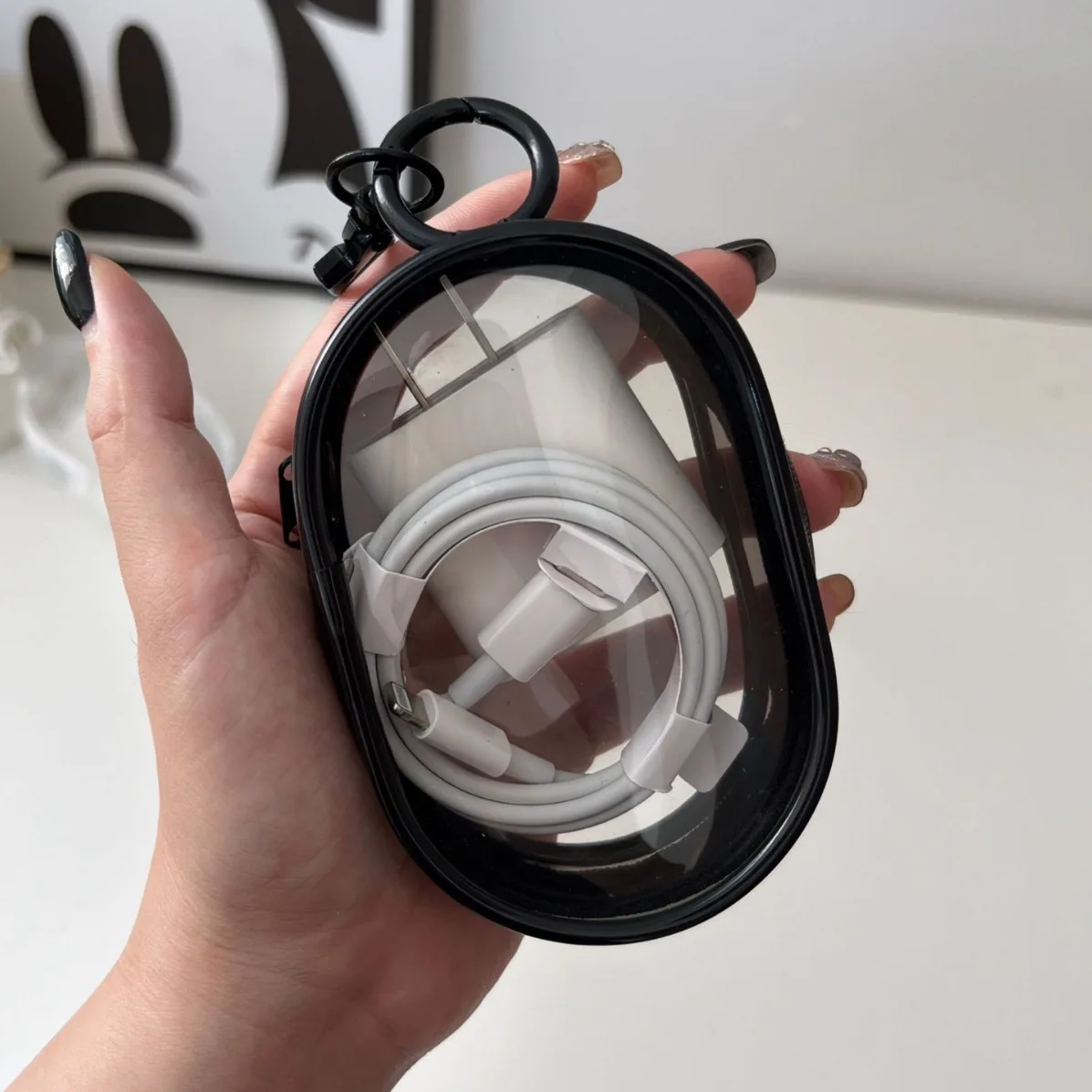 Portable Mini Transparent Zipper Storage Bag, Transparent Organizing and Protective Case, with Keychain, Multifunctional Travel Accessory