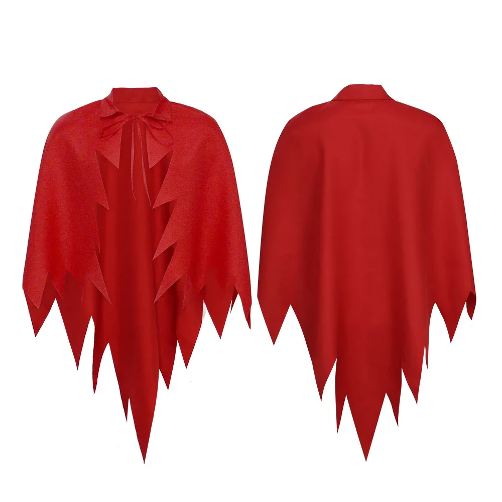 Halloween Red Cape Cloak Carnival Performance Party Cosplay Red Devil Horn