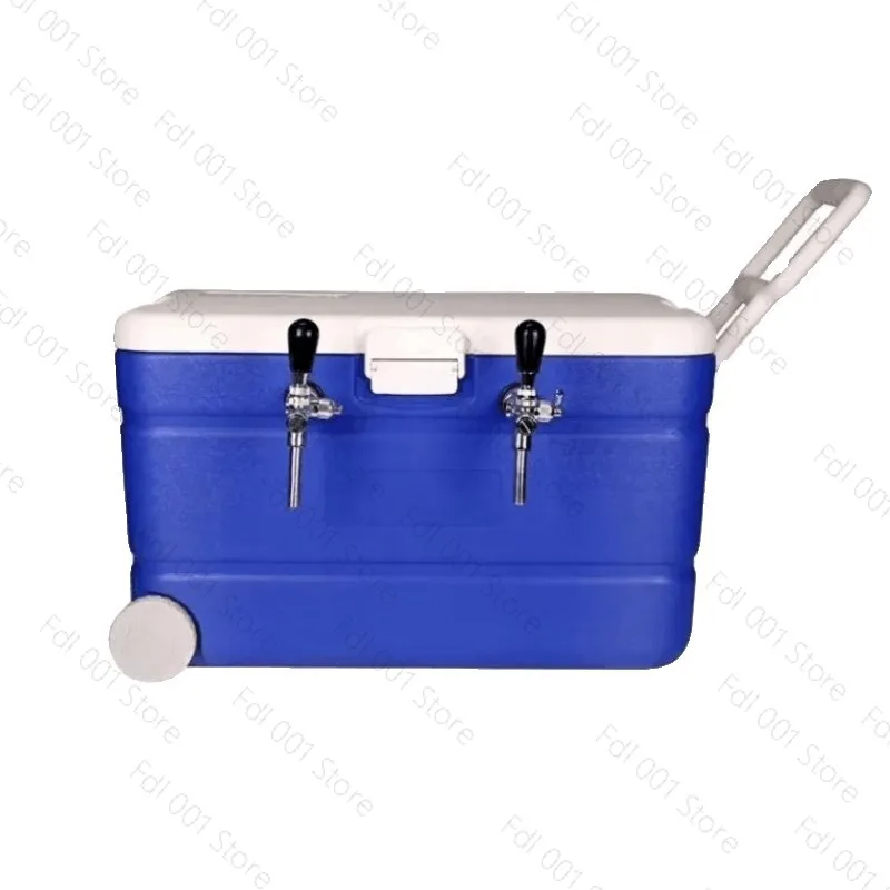 40L Outdoor Beer Cooler with Wheels Double Tap Keg Dispenser for Picnic