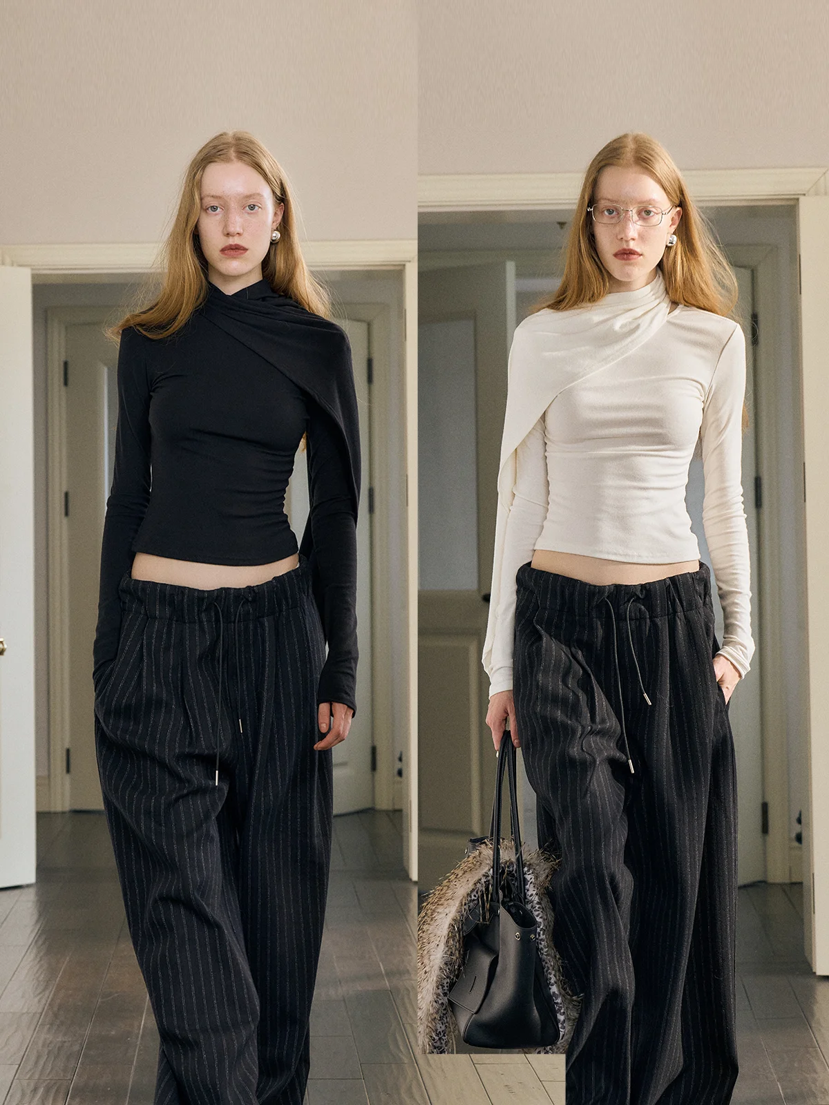 

a Kind Ego Women's Long Sve Base irt Wrap Sa Trendy Design Casual Sle Fitted Neline Color Autumn Winter