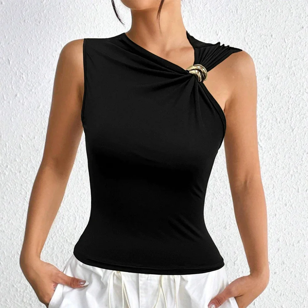 

Women's Tanks Summer Modern Plain Sleeveless One-Shoulder Skinny Fit Streetwear Tanks