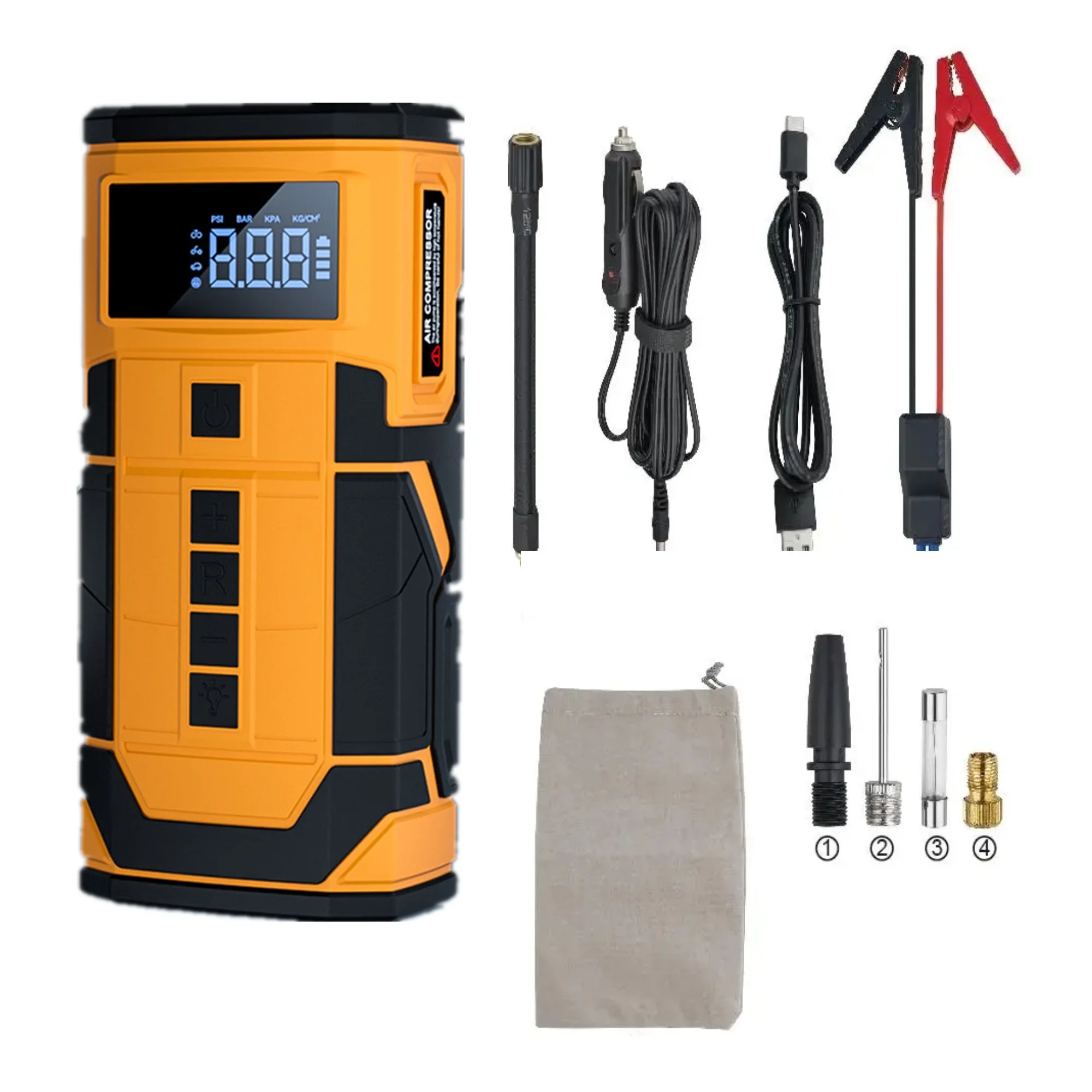 2-In-1 car emergency starter and air compressor portable rechargeable with LED light 2000A peak current 8000mAh