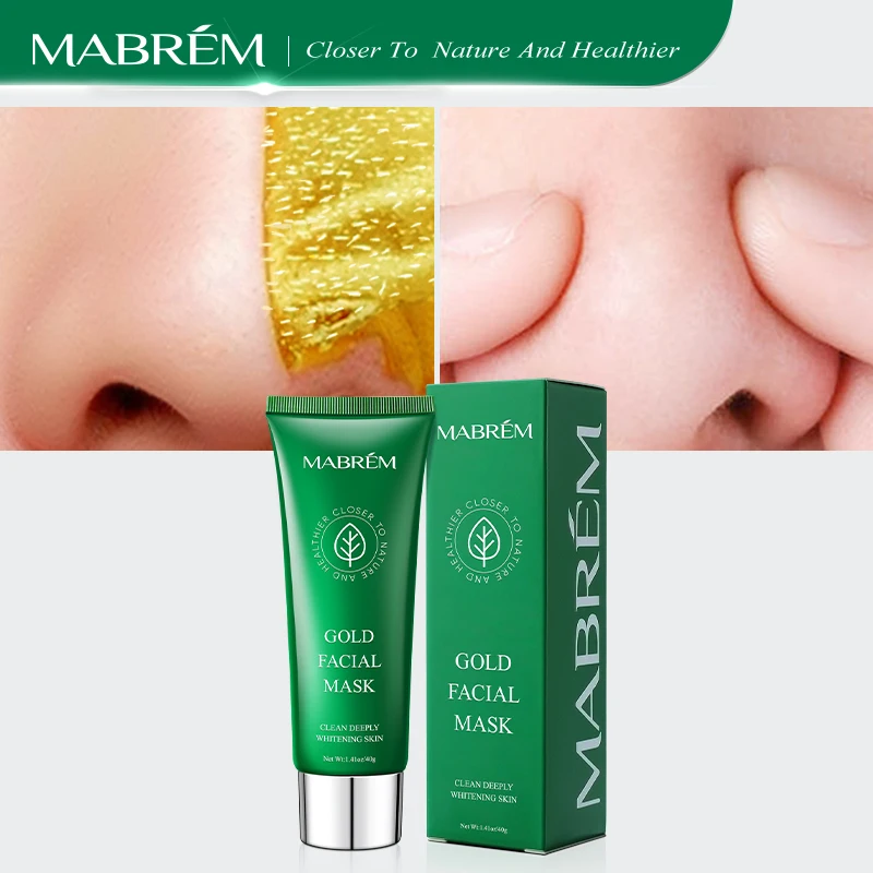 Hot Sale MABREM Gold Blackhead Mask Remove Stains Shrink Pore  Improve Rough Skin Acne Shills Blackhead Remover Mask Oil-control