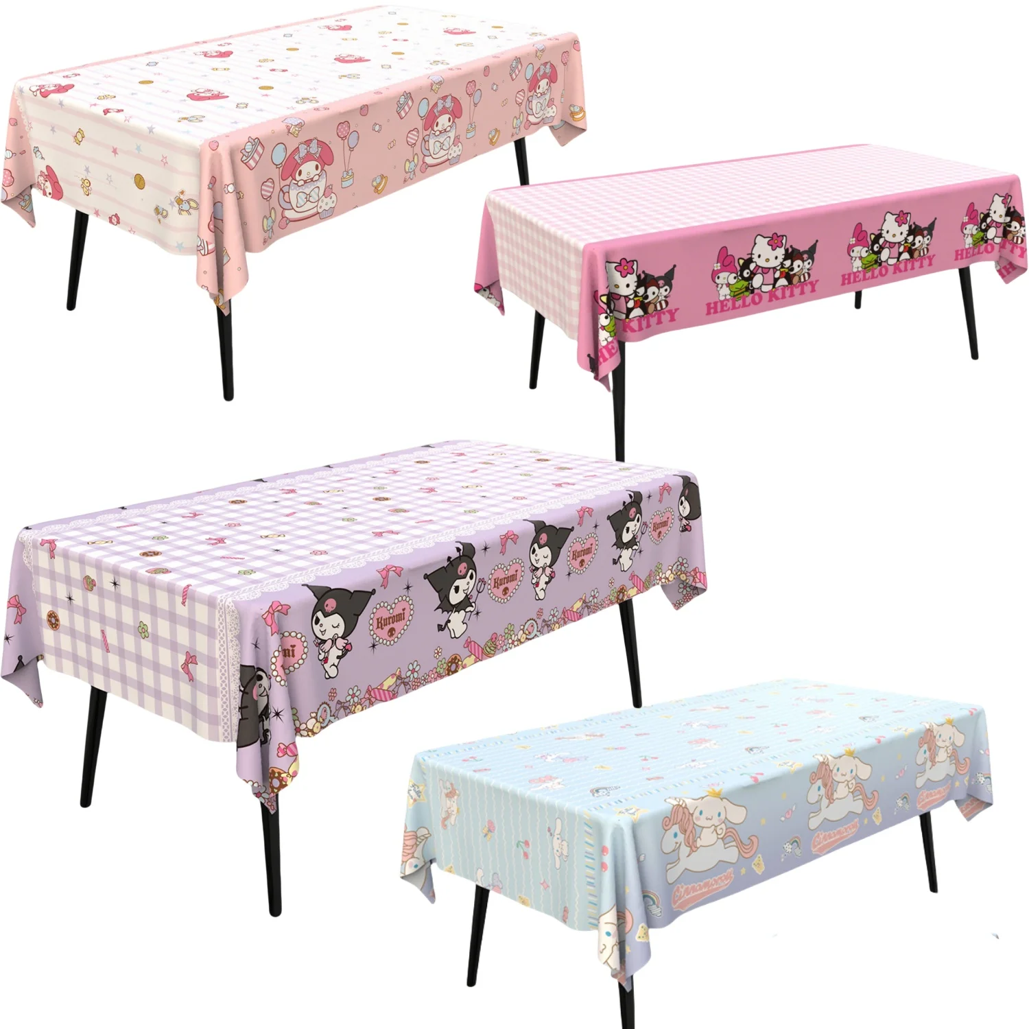 

Kuromi Birthday Tablecloth Birthday Decoration Hello Kitty and Her Friends Table Cloth Table Cover Baby Shower Girl Party Favors