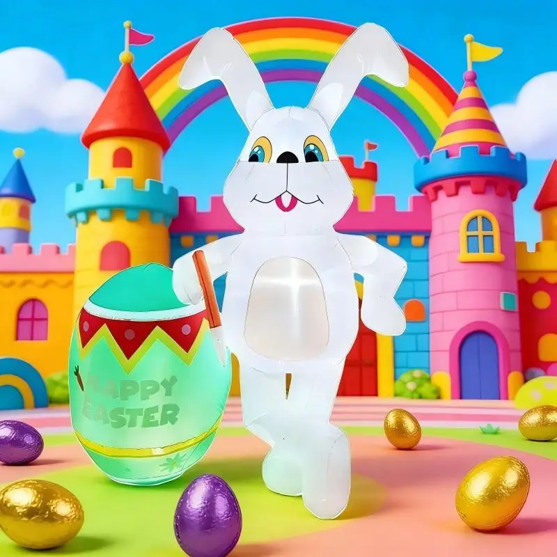 

1,8 м/5,9 футов Пасхальный фестиваль DIY украшения надувная модель кроликов редкие на пасхальных яйцах сад двор на открытом воздухе со светодиодным декором