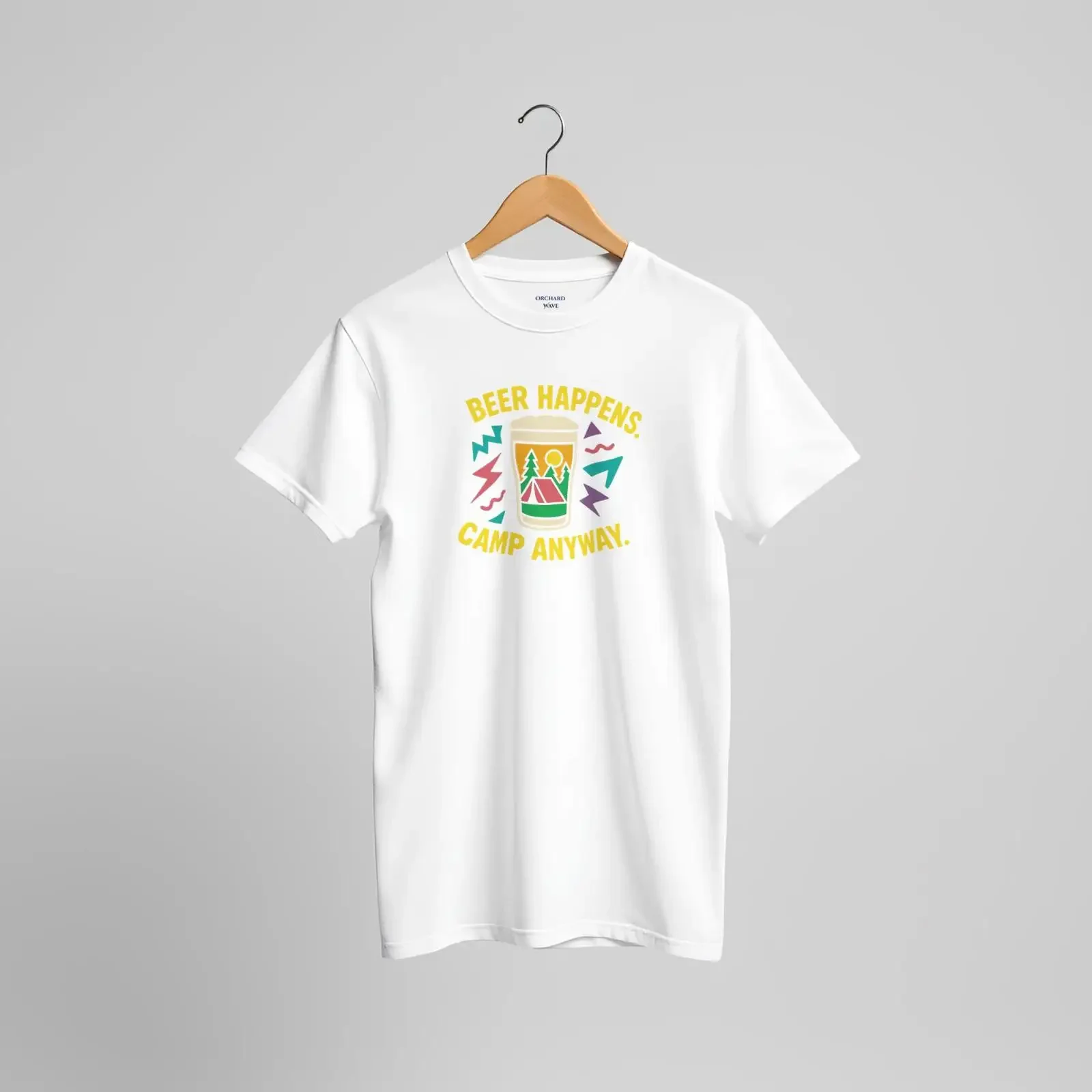 Beer Happens Camp Anyway Retro Camping amp Drinking T Shirt vintage Washed fashion Breathable streetwear Stylish