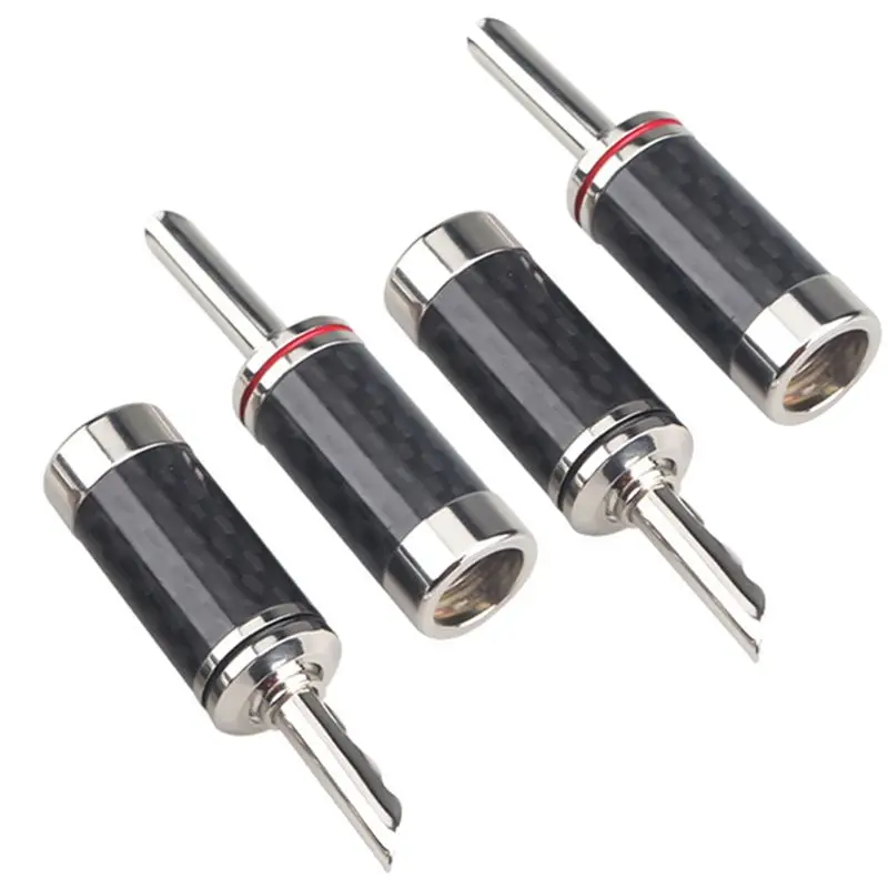 

B47C 4PCS Banana Plugs HIFI DIY Carbon Fiber Electrical Audio Speaker Cable Banana Connector Plug