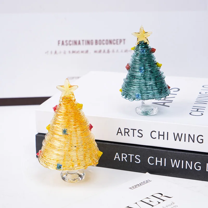 Limited Christmas Edition Handmade Glass Christmas Tree Ornament – Art Glass Mini Table Decoration Gift