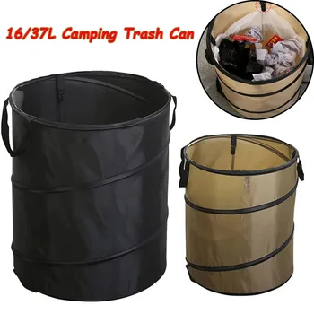 Fodable Camping Trash Can Oxford Garden Leaf Garbage Bin Portable Outdoor Picnic Hiking Trash Can Household Cleaning Tool