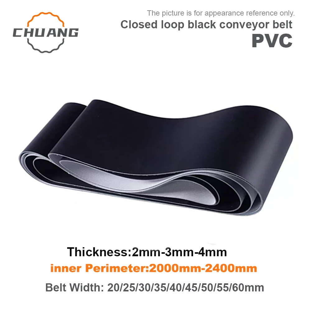 PVC Black 2000mm-2400mm Matte Black PVC Industrial Transmission Conveyor Belt(Can Customized Size)