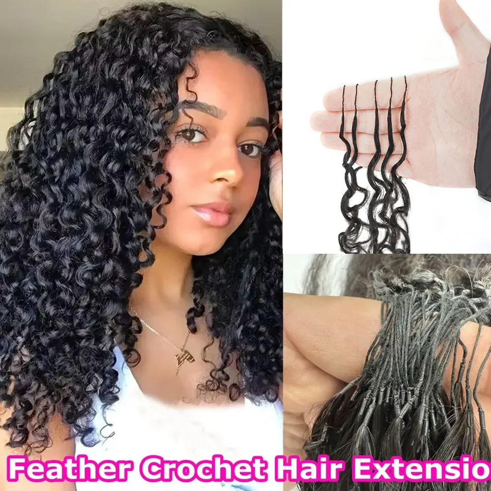 

Burmese Curly Crochet Human Hair 20 30 Inch 50g Knotless Pre-Separated Feather Human Crochet Hair Lightweight Reusable Remy Hair