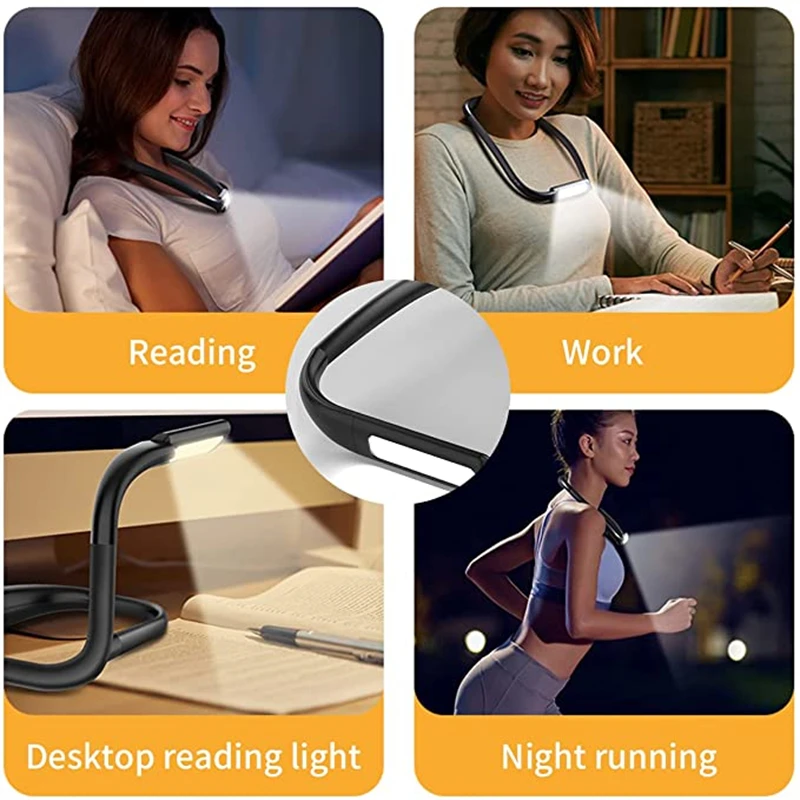 LED Neck Reading Light Dimmable Handsfree Neck Book Light Rechargeable HandsFree LED for Camping Lighting Read Night Lights
