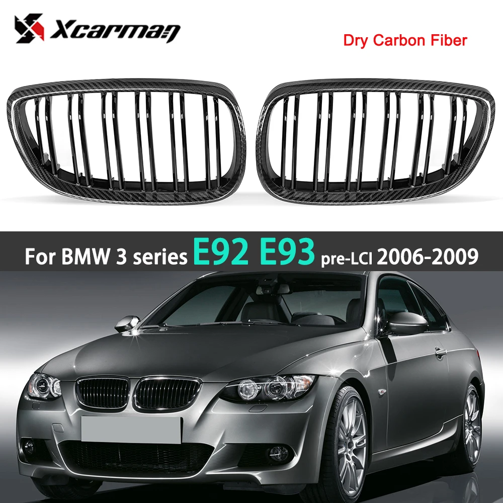 

2 Pcs Double Slat Dry Carbon Front Bumper Kidney Grille For BMW E92 E93 Coupe Cabriolet 2006-2009 & M3 Vehicles Auto Replacement