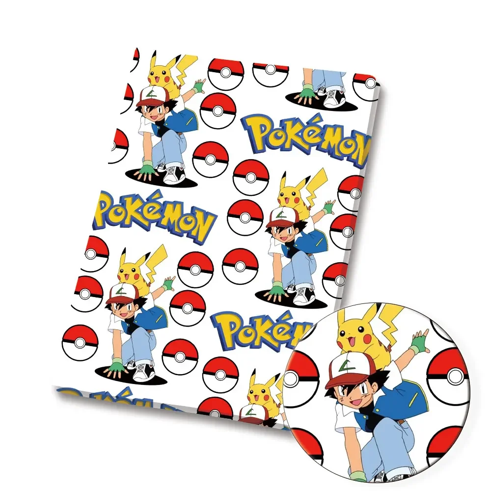 Tissu de dessin animé Pokemon pour enfants, patchwork de couture fait à la main, courtepointe, robe de bébé, feuille de maison, tissu imprimé, 140x50cm