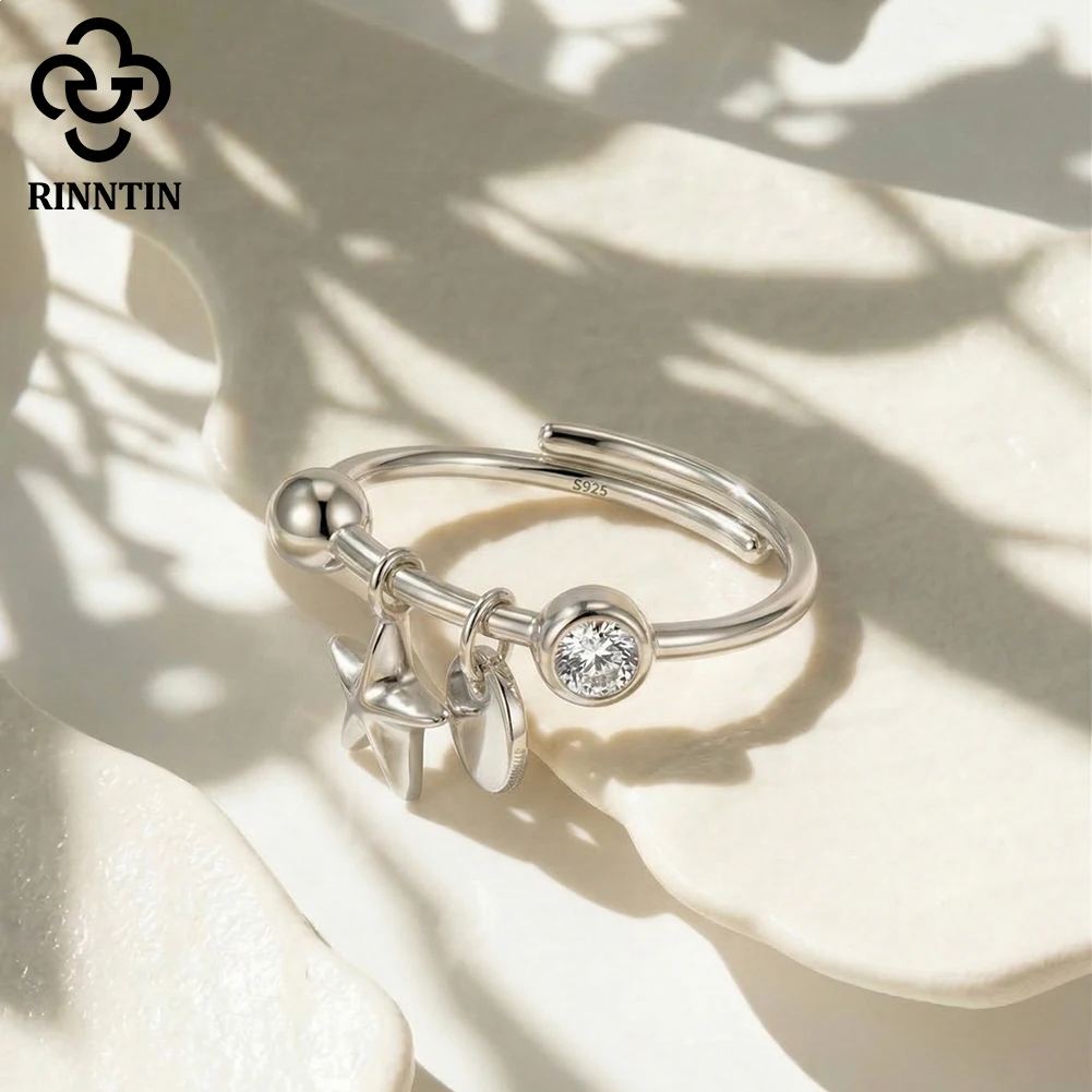 

Кольцо Rinntin из стерлингового серебра 925 пробы с подвеской в виде морской звезды для женщин, коллекция великолепных колец на палец, подарок APR47