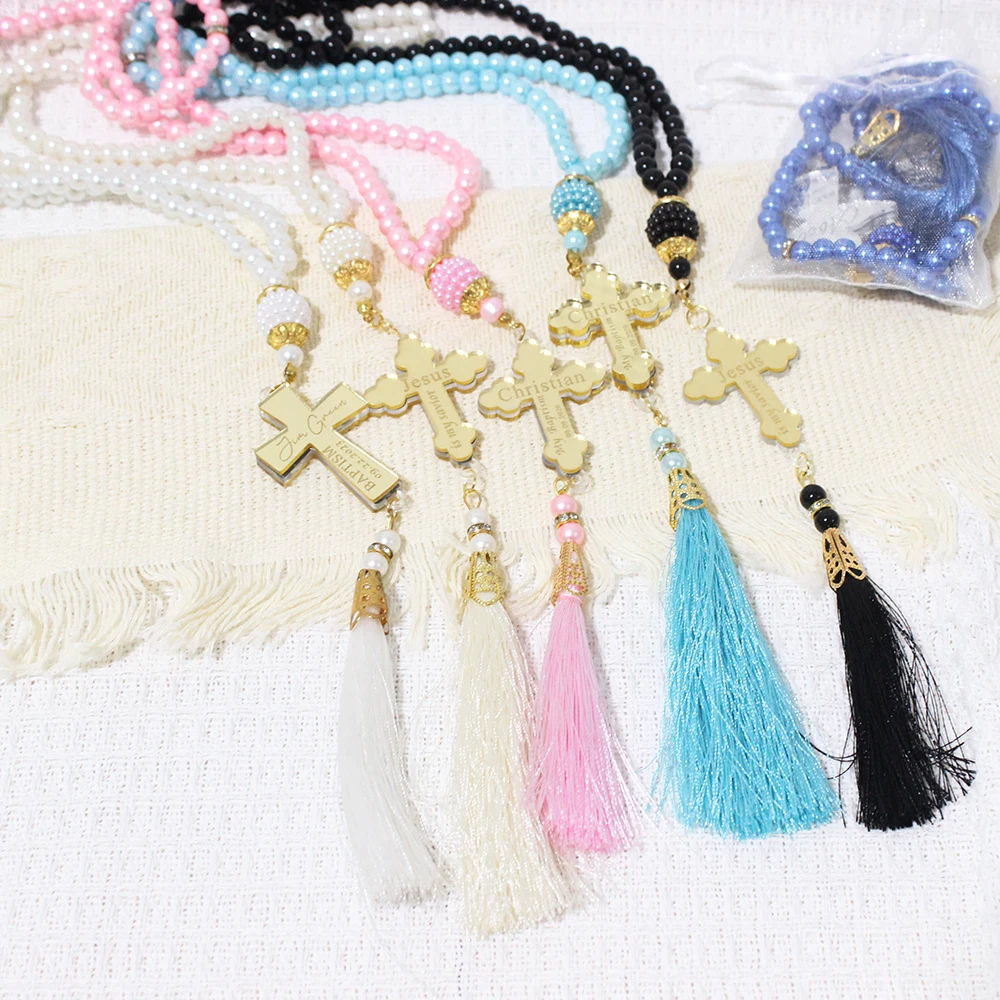 Personalized Engraved Baptism Rosary Gift Christening Favors First Communion Favors Baptism Religious Gifts