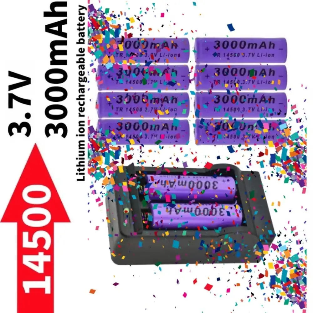 

3.7V 3000mAh AA 14500 Lithium Ion Rechargeable Battery High Capacity Long Life for Radios Microphones Toys Flashlights