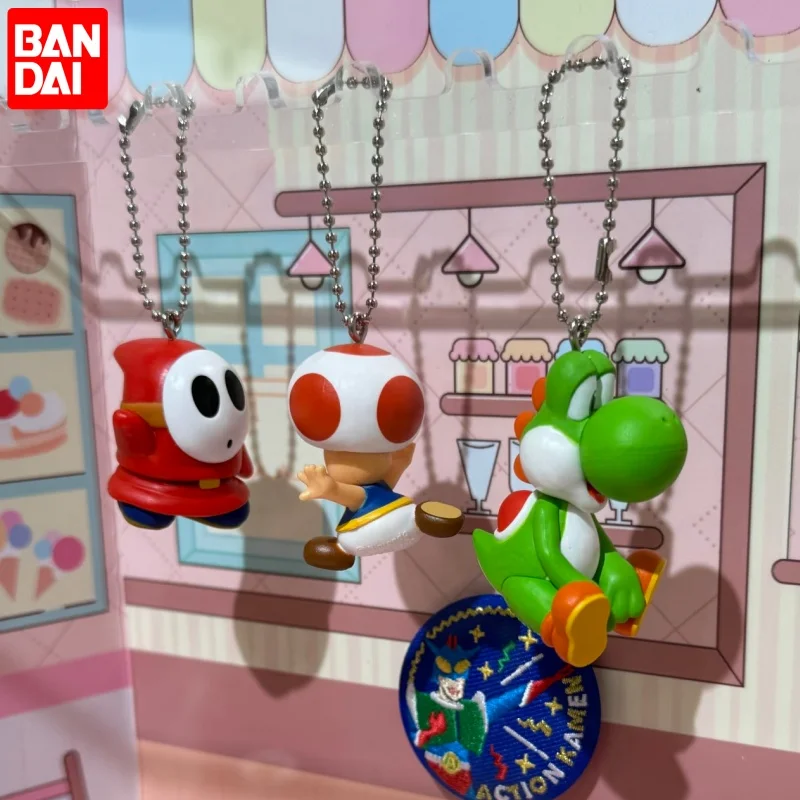 

Hot Bandai Original Shokugan Super Mario Luigi Yoshi Toad Mini Anime Figure Keychain Collectible Charm Pendant Case Decor Gift
