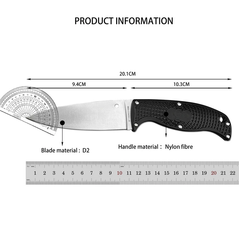 C39 Outdoor cutting knife, nylon fiber handle D2 Handle Camping Survival Tactics Hunting EDC pocket folding pocket knife