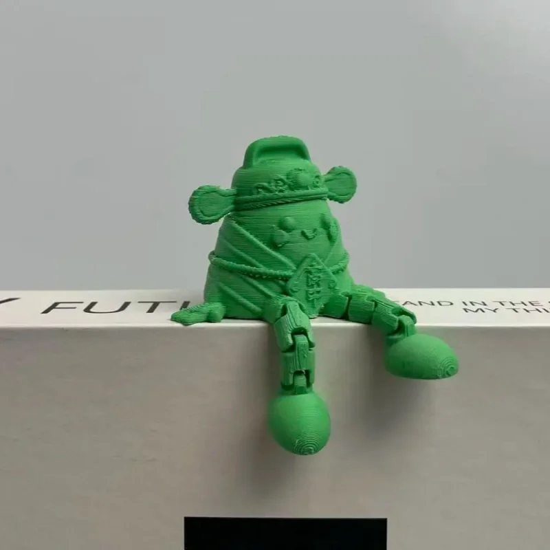 Articulated Lucky God Figurine, Cute Fortune Deity Ornament with Movable Joints, Decorative Collectible Statue for Home Desk She