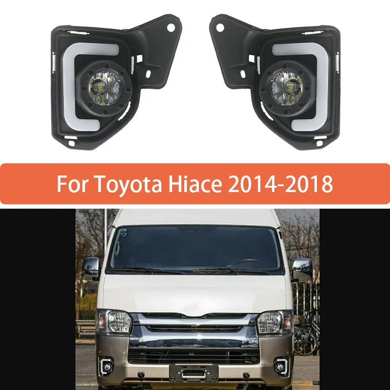 

Pair Fog Lamp For Toyota Hiace 2014 2015 2016 2017 2018 With Wires Waterfall Lights LED DRL Front Bumper Anti Fog Light