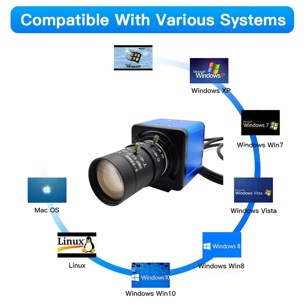 Imagem -04 - Câmera Usb Industrial Plug And Play Lente cs Varifocal Câmera Uvc Otg Usb 30fps 4k hd Sensor Imx415 2k F5253 5mp Imx335 550 mm