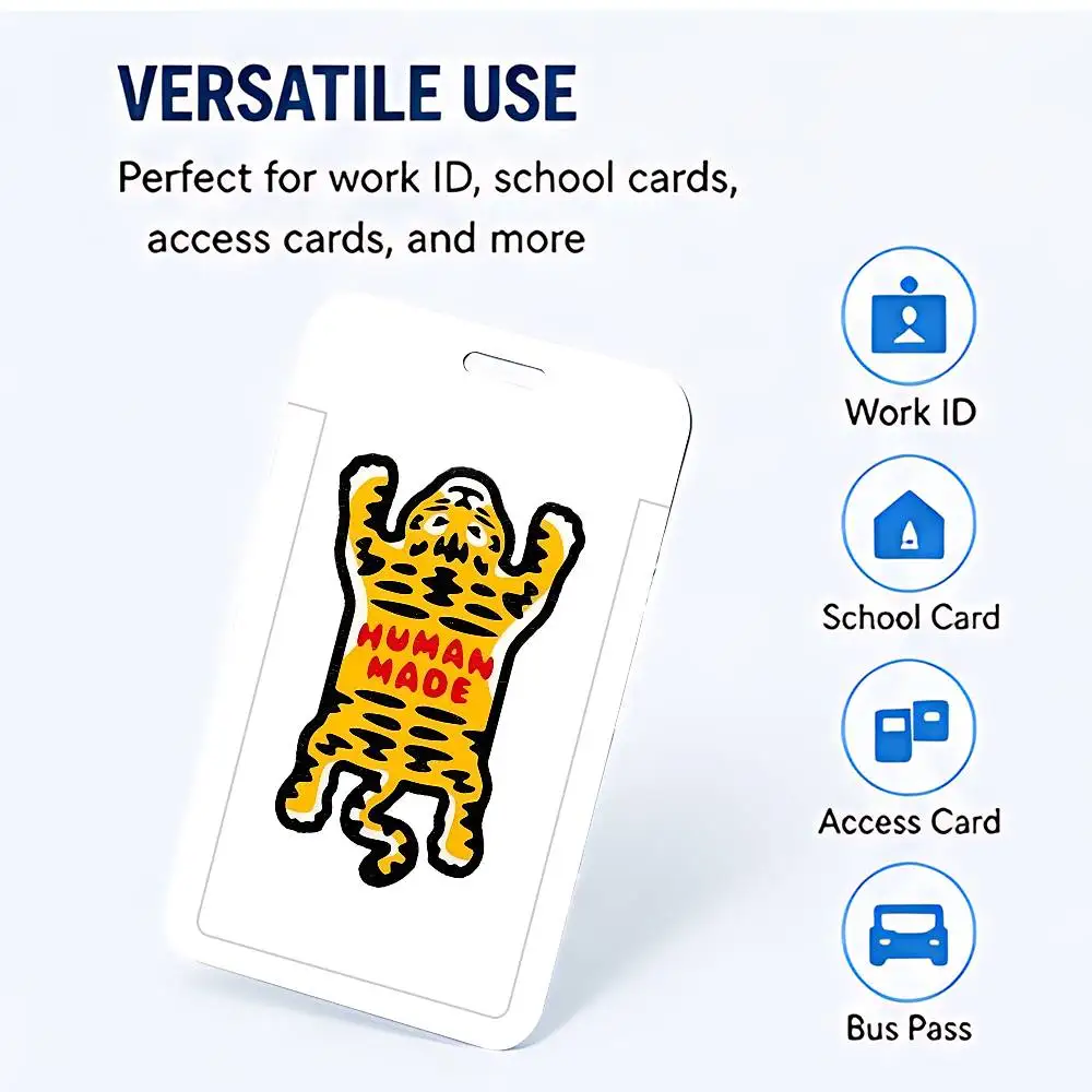 Animal Tiger Clear ID Card Holder Lanyard Neck Strap Badge Case Door Credit Card Protector Daily Gift view 3