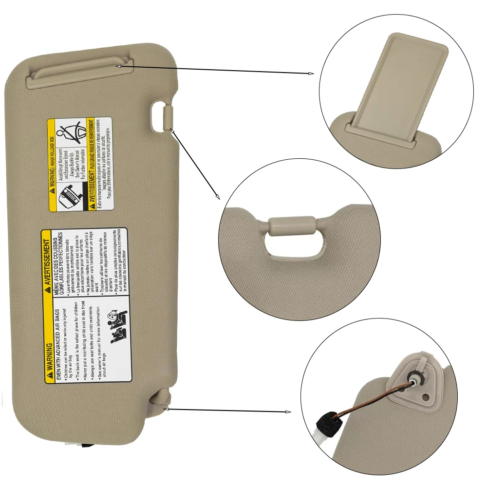Car Interior Sun Visor With Mirror and Light Grey Beige Sun Shade for Nissan Murano 2009 2010 2011 2012 2013 2014 LHD