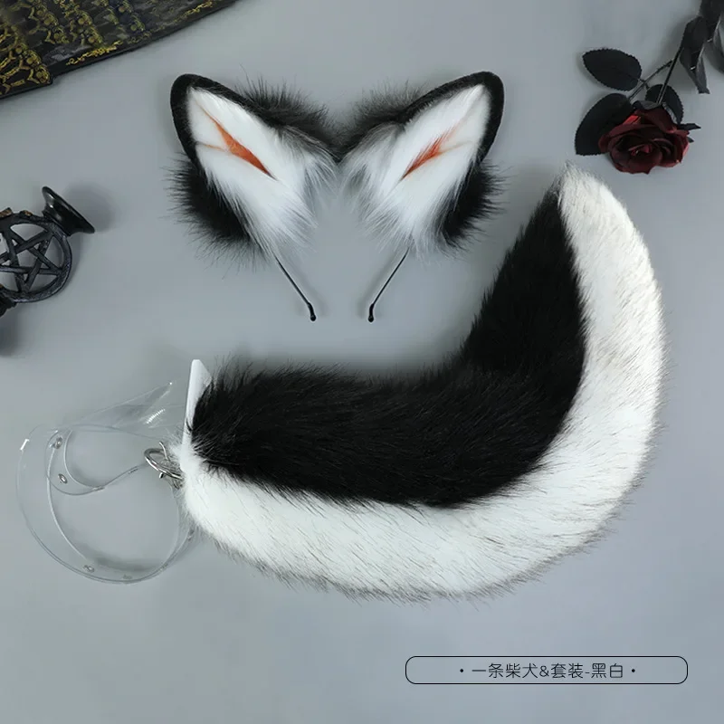 Set di fasce per orecchie e coda per animali domestici pelosi Kawaii Kitten Cosplay Ears Tail Set per le donne Girl Cosplay Costume Party Dressing-up Prop