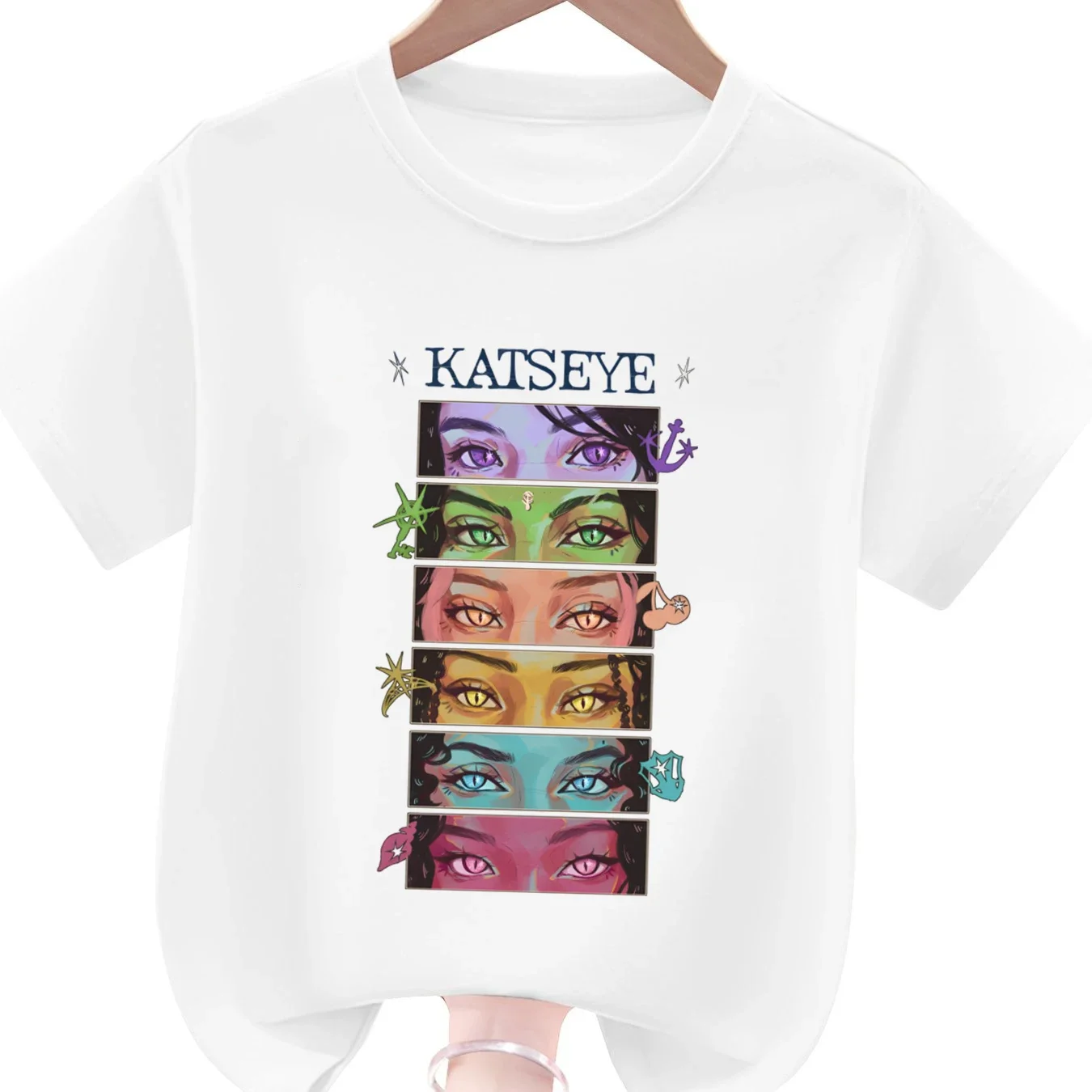 KATSEYE Bedrucktes T-Shirt für Kinder, Lässiges Kurzarm-Shirt mit Rundhalsausschnitt, Bequemes T-Shirt für Kinder, Katseye-Design, Baumwoll-Oberteil für Jungen und Mädchen – Detail 1