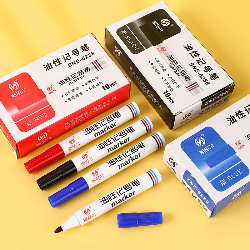 5PCS Waterproof Oil Marker Black White Red Blue For carton Box Thick Head Large Head Pen Oil Note Pen Not Easy to Fade