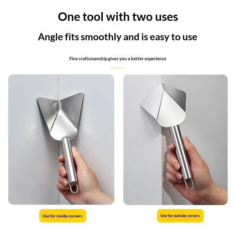 Stainless Steel Drywall Corner Trowel Dual Use For Inside Outside Corners Perfect For Wall Plastering Home Renovation Work
