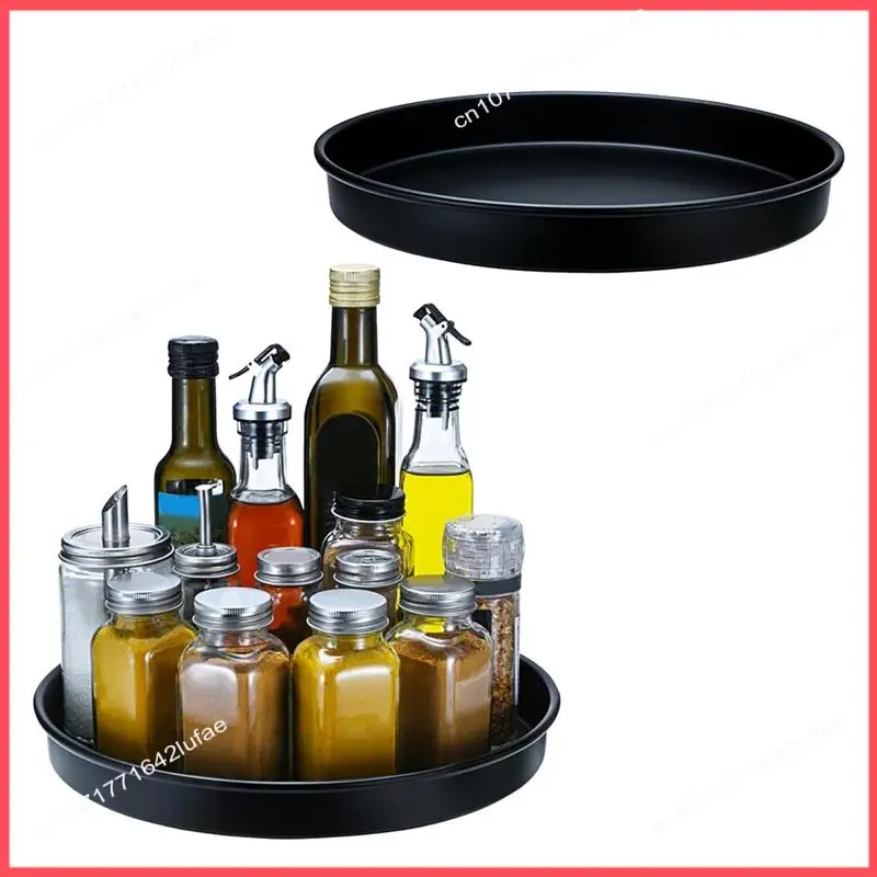 B52C 2 Buah Organizer Malas Hitam 10 "Meja Putar Putar untuk Dapur, Kabinet, Meja Rias, Kamar Mandi, Organizer Penyimpanan Dapur