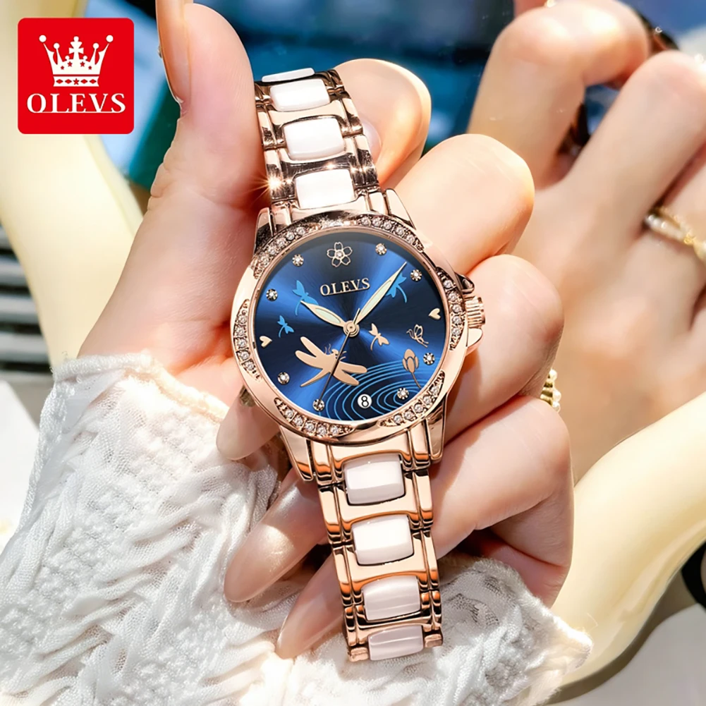 OLEVS brand fully automatic mechanical watch with ceramic steel strip waterproof women's watch 6610