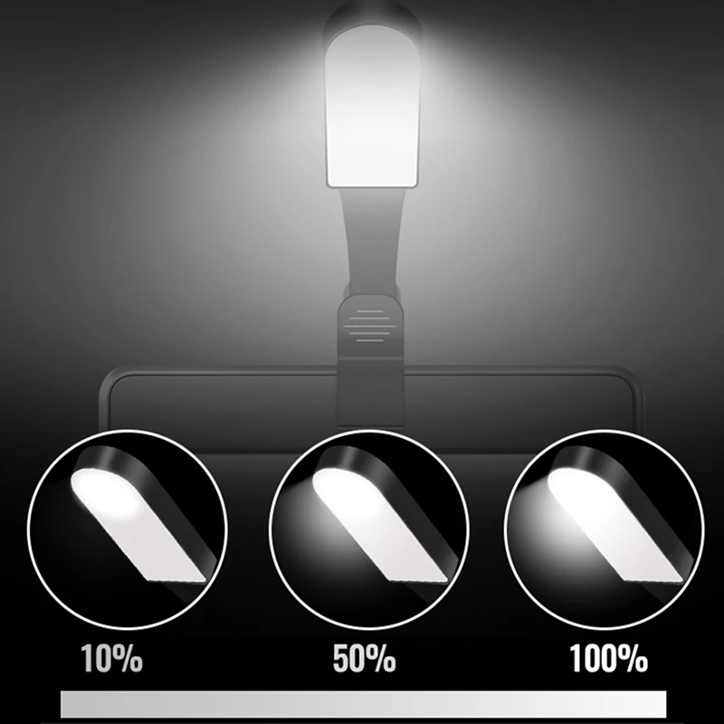 Book Light, USB Rechargeable Reading Light With Contact Sensor, Flexible Clip On Book Light For Reading In Bed
